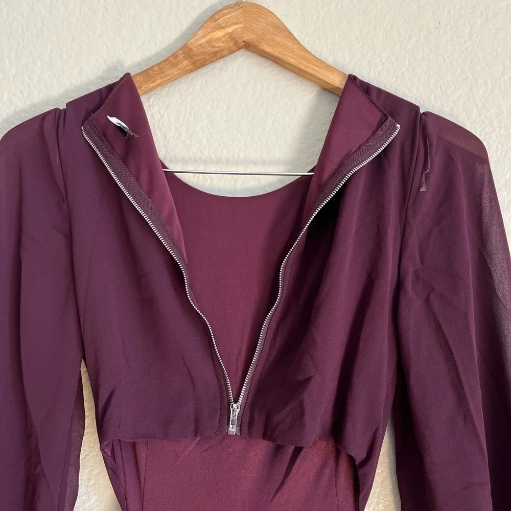 NWOT Garden Bliss Plum Purple Cutout Long Sleeve Tiered Maxi Dress - Picture 9 of 9